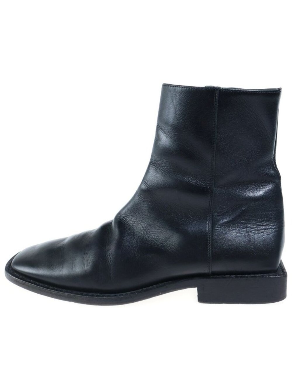 Balenciaga BB Logo Square Toe Side Zip Short Boots Black